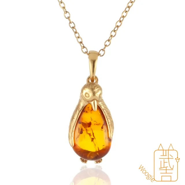 【Woogie武吉珠寶】琥珀蜜蠟設計師創作花珀項鍊(企鵝24mm)