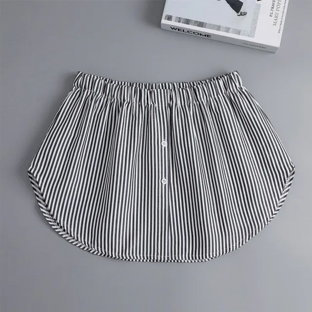 【米蘭精品】現貨+預購 假下擺屁簾打底裙一片式遮臀 裙簾(條紋襯衫式打底假兩件女裝配件74kq42)