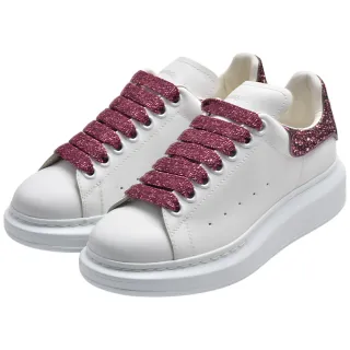 【ALEXANDER MCQUEEN】經典亮片厚底休閒鞋(白/粉色558945)