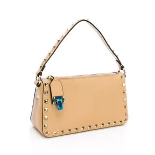 【Valentino Rudy 范倫鐵諾.路迪】小型Rockstud小牛皮斜背包(卡布奇諾)