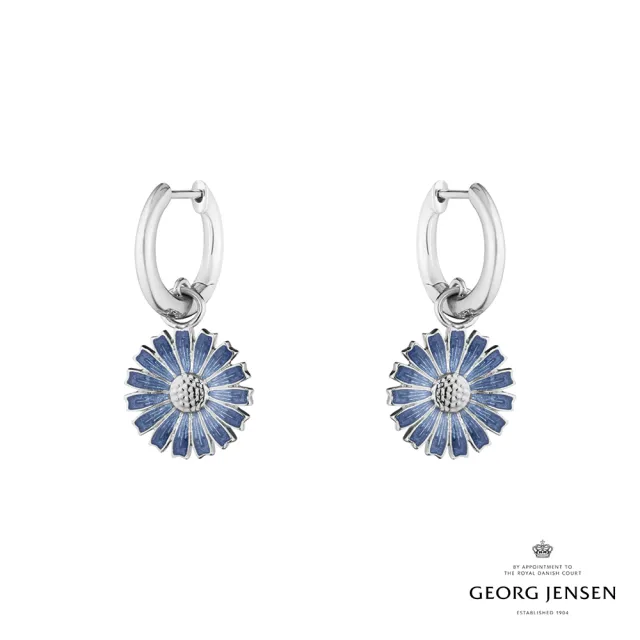 【Georg Jensen 官方旗艦店】DAISY 耳環(純銀電鍍銠 藍瓷琺瑯)