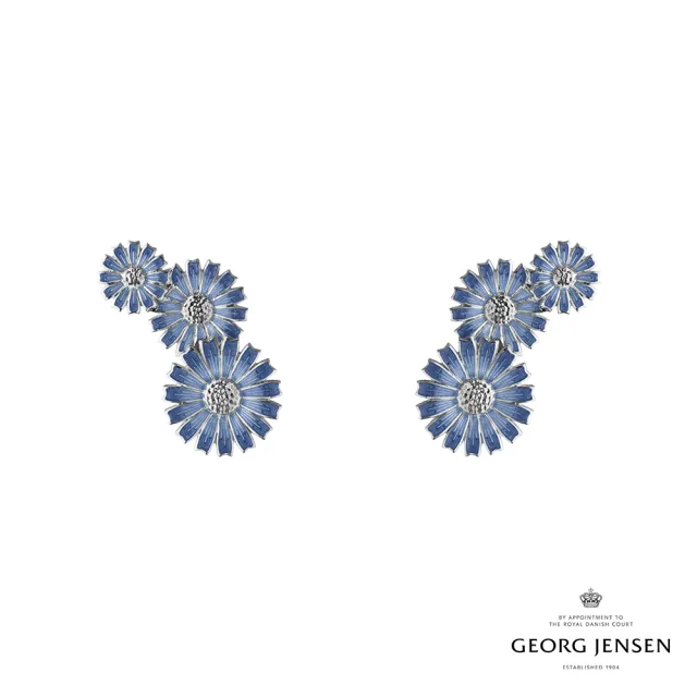 【Georg Jensen 官方旗艦店】DAISY 耳環(純銀電鍍銠 藍瓷琺瑯)