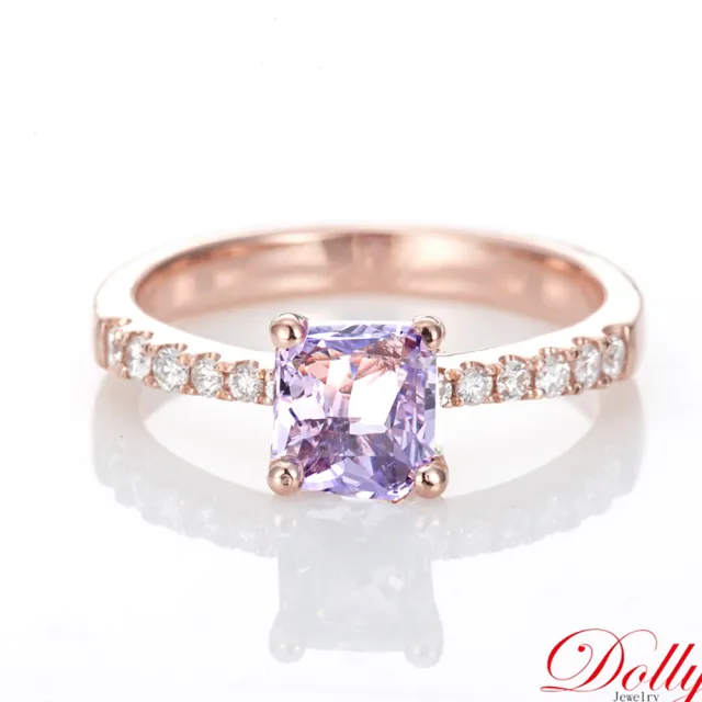 【DOLLY】14K金 無燒斯里蘭卡紫羅蘭藍寶石1克拉玫瑰金鑽石戒指-011 高級訂製珠寶 奢華質感 浪漫送禮