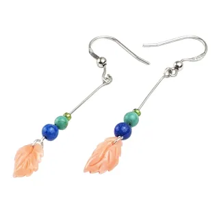 【大東山樑御珊瑚】天然粉珊瑚葉片特色耳環(銀耳勾)