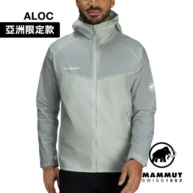 【Mammut 長毛象官方直營】Convey WB Hooded AF 輕量防潑水連帽風衣外套 鼠尾草銀綠 男款 #1012-00530