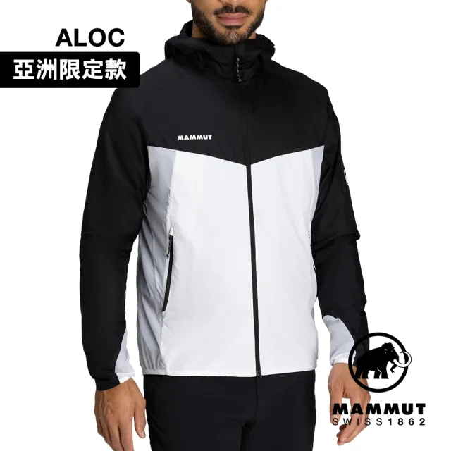【Mammut 長毛象官方直營】Convey WB Hooded Jacket AF 輕量防潑水連帽風衣外套 黑/白 男款 #1012-00530
