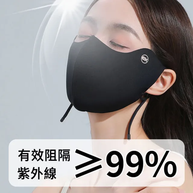 【MUAN】冰絲防曬口罩 護眼角掛耳式涼感面罩 (抗UV50+/透氣不悶熱/機車通勤遮陽/抗曬護臉罩)