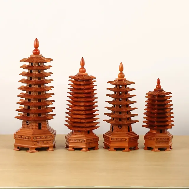 【LEZUN 樂尊】桃木文昌塔桌面擺件 十三層文昌塔桌上擺件(高37cm/工藝品擺飾)