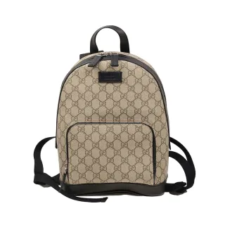 【GUCCI 古馳】GG Supreme 舒適後背小型後背包(烏木色/黑色)