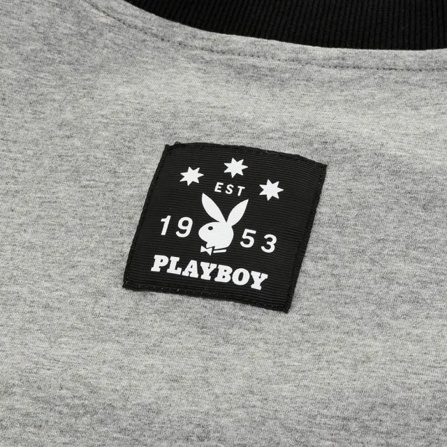 【PLAYBOY】經典拼接撞色圓領上衣(黑色)