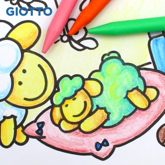 【義大利GIOTTO】小巨人可削式蠟筆12色(不易斷 可擦拭 好洗)