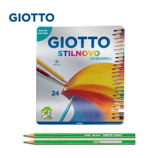 【GIOTTO】STILNOVO 水溶性色鉛筆-24色鐵盒|水性色鉛筆 六角色鉛筆 不易斷芯