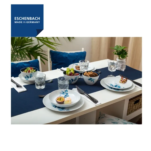 【瑞康屋UCOM】德國精瓷桉樹葉子系列晚餐餐盤8件套組