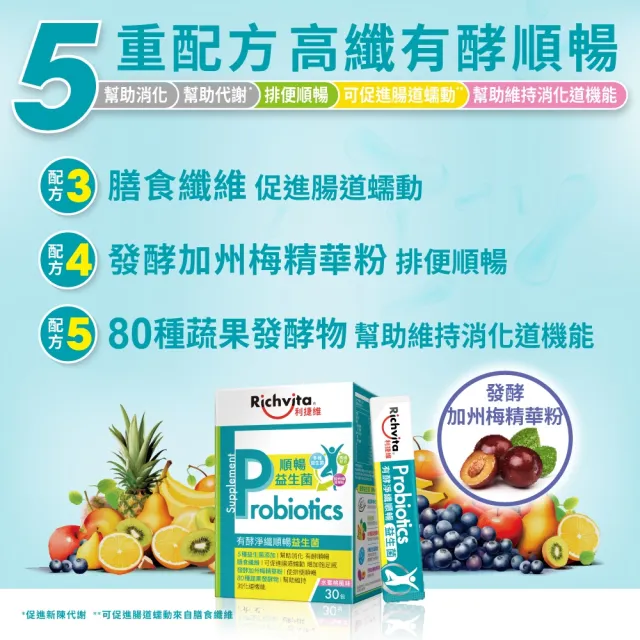 【利捷維】有酵淨纖順暢益生菌3盒組(共90包 陳傑憲代言)