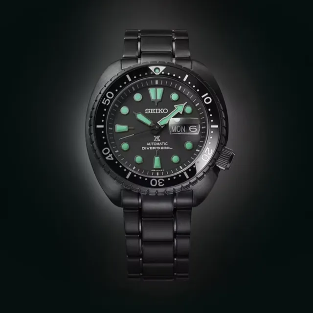 【SEIKO 精工】Prospex 黑潮夜視 200米海龜潛水機械錶-45mm(SRPK43K1/4R36-06Z0SD)