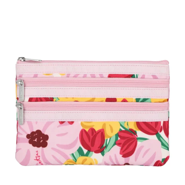 【Lesportsac】3-Zip Cosmetic 三層拉鍊化妝包 收納包 盥洗包 送禮 禮物 推薦 女包(粉紅花漾)