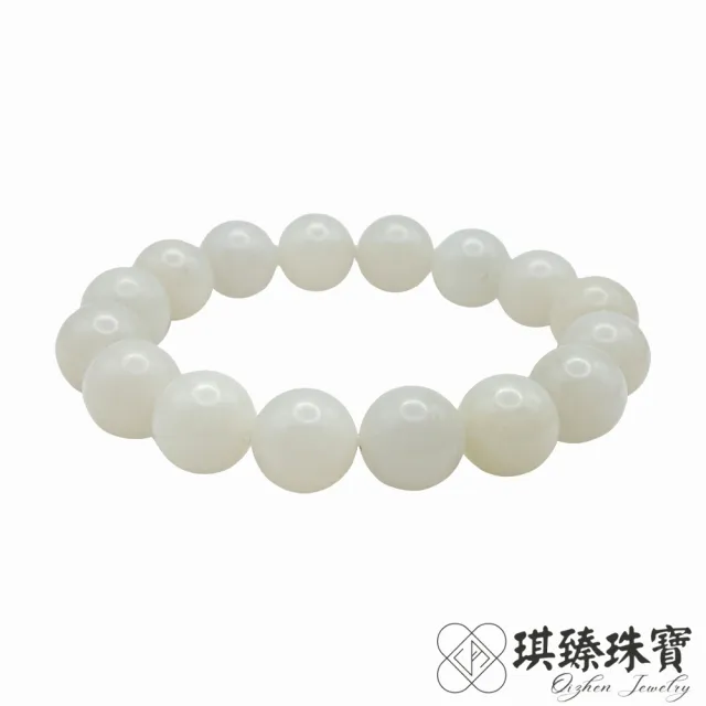 【琪臻珠寶】天然和田玉青海白玉圓珠手串手珠(12mm圓珠_和闐玉_油潤細膩_隨機出貨_618狂歡節_限時搶購)
