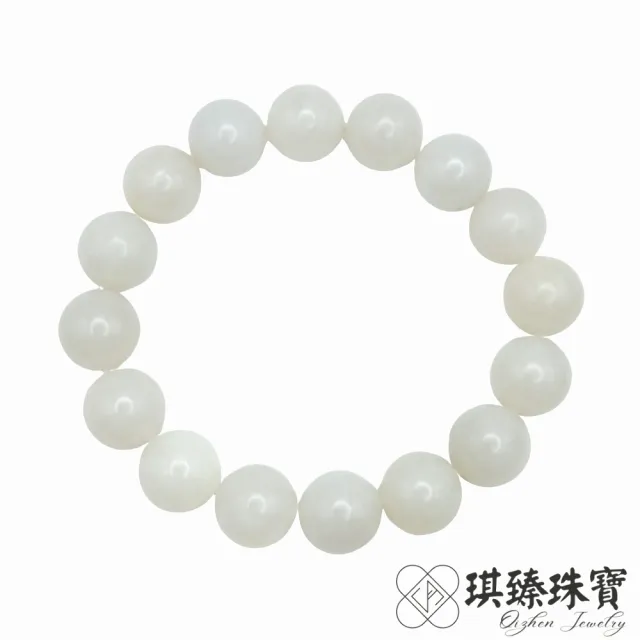 【琪臻珠寶】天然和田玉青海白玉圓珠手串手珠(12mm圓珠_和闐玉_油潤細膩_隨機出貨_618狂歡節_限時搶購)