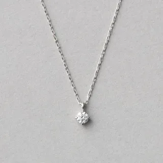 【ete】PT900/850 經典單鑽爪鑲鑽石項鍊-0.10ct(鉑金色)