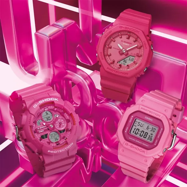 【CASIO 卡西歐】G-SHOCK 單色活力粉紅 八角雙顯手錶 -40.2mm粉紅(GMA-P2100PP-4A)