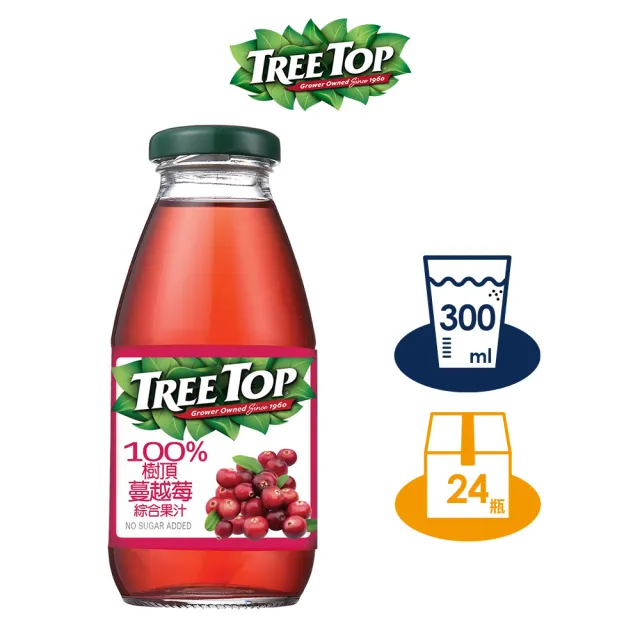 【Tree Top 樹頂】100%蔓越莓綜合果汁 300mlx1箱(共24入)