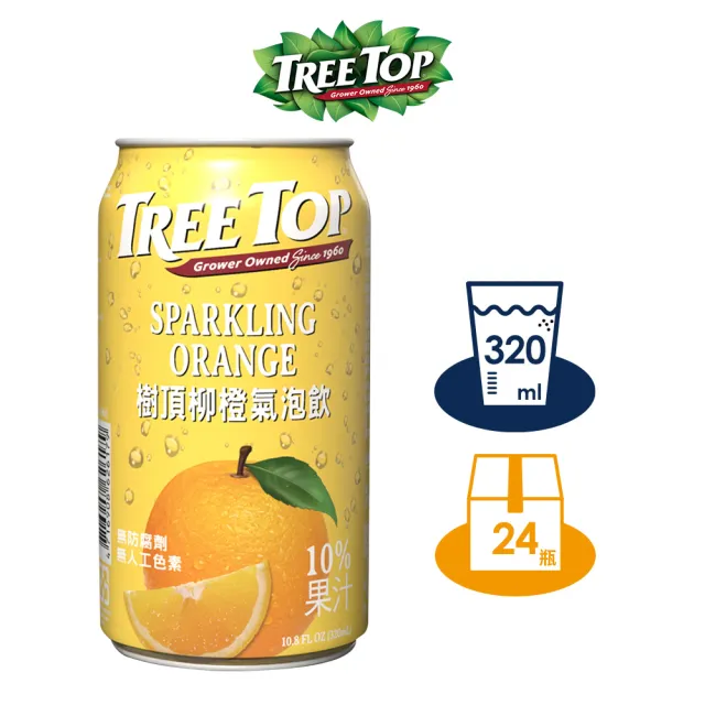 【Tree Top 樹頂】柳橙氣泡飲 320mlx1箱(共24入)