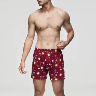 【Mr. DADADO】野球聯盟 M-3L印花四角男內褲 天然絲光棉-吸濕排汗-GHQ511DR(深紅)