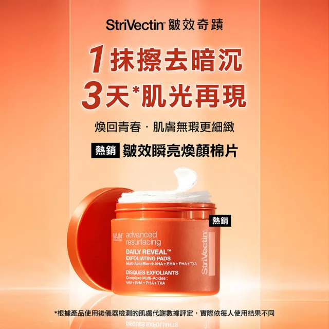 【StriVectin 皺效奇蹟】皺效瞬亮煥顏棉片 60片(雙11★水楊酸/傅明酸/3天肌亮)