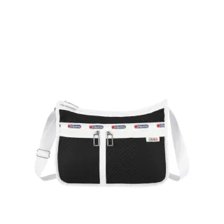 【Lesportsac】輕量材質 奢華斜背包(1521 USA簡約黑白)