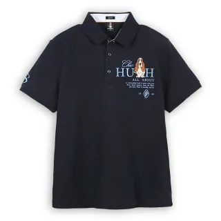 【Hush Puppies】男裝 POLO衫 簡約英文刺繡狗短袖POLO衫(丈青 / 53101102)