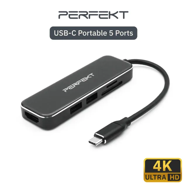 USB Type C 5合1 Hub 擴充集線器 讀卡機 3.2 HDMI 4K PT-64110