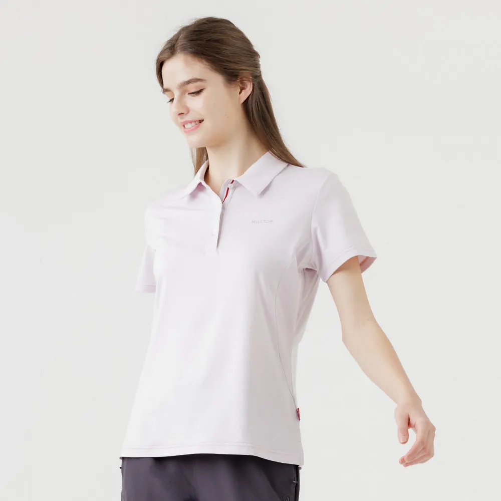 【Hilltop 山頂鳥】Polygiene抗菌抗UV吸濕快乾施華洛世奇燙鑽POLO衫 女款  淺粉｜PS14XFL1ECF0
