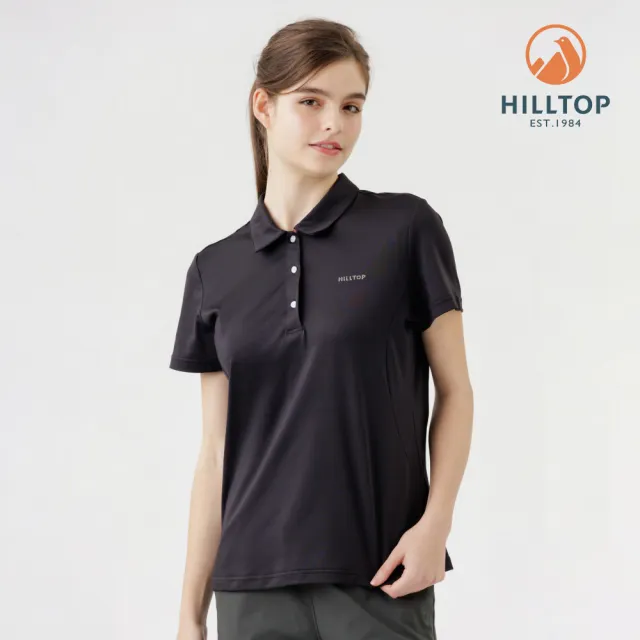 【Hilltop 山頂鳥】Polygiene抗菌抗UV吸濕快乾施華洛世奇燙鑽POLO衫 女款 黑｜PS14XFL1ECA0