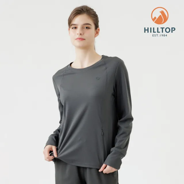 【Hilltop 山頂鳥】POLARTEC抗菌吸濕快乾輕量長袖針織上衣 女款 灰｜PS15XF39ECK0