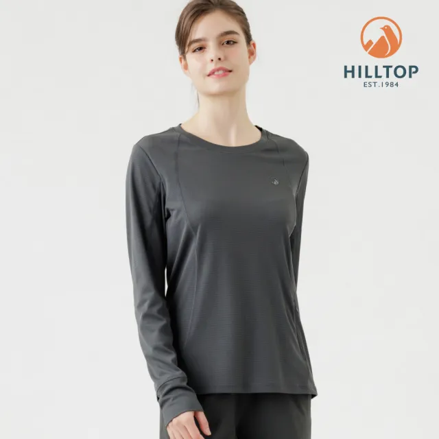 【Hilltop 山頂鳥】POLARTEC抗菌吸濕快乾輕量長袖針織上衣 女款 灰｜PS15XF39ECK0