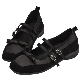 【Grace Gift】機能美學2WAY雙帶芭蕾舞運動鞋(黑)