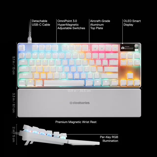 【Steelseries 賽睿】Apex Pro TKL Gen 3有線電競鍵盤(電競/鍵盤/TKL/有線/英刻/白色)