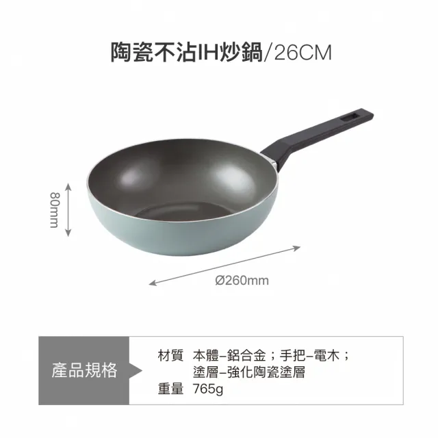 【LocknLock 樂扣樂扣】官方直營 陶瓷不沾系列鼠尾草綠26cm炒鍋(IH可用鍋)