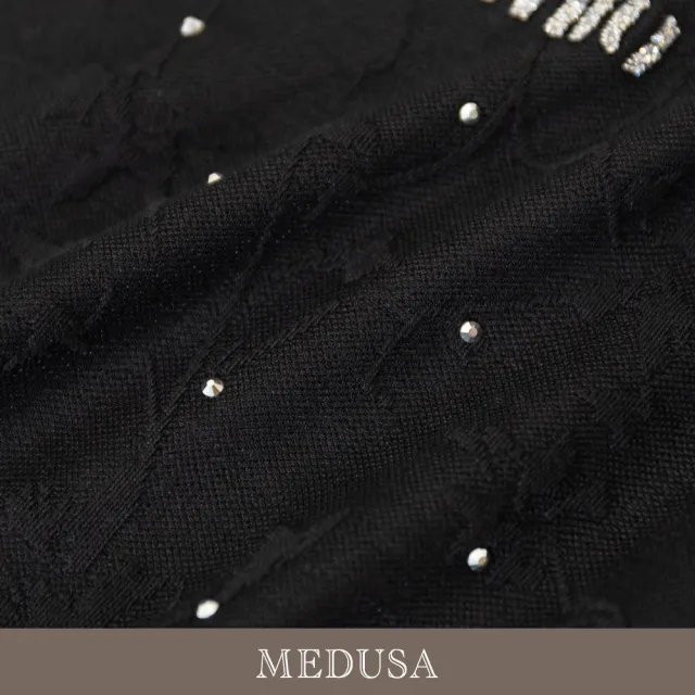 【MEDUSA 曼度莎】現貨-水鑽點點緹花微透上衣（M-2L）｜女上衣 氣質上衣 短袖上衣(601-30101)