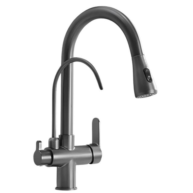 GESAI 格賽 B-10152-LT5 檯面雙槍水龍頭,專為廚房設計,提供雙槍便捷操作,陶瓷芯耐用抗鏽。享10年保固,正常使用非人為損壞免費維修,一年內耗材如陶瓷芯、噴頭免費更換。不含天災或操作不當損壞,詳見保固條款。選購格賽,安心用水生活! GESAI格賽 B-10152-LT5