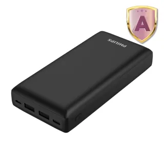 【Philips 飛利浦】DLP7721C PD 20000mAh 18W雙向快充 3孔輸出 行動電源(智慧節能_74Wh_具Wh標示)