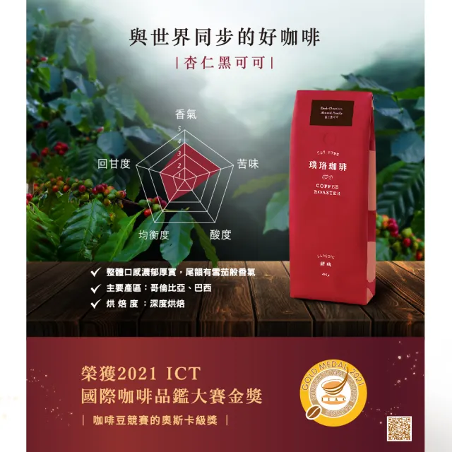 【璞珞珈琲】經典系列咖啡豆任選3包組(454g/包 奶油核桃 焦糖榛果 杏仁黑可可任選)