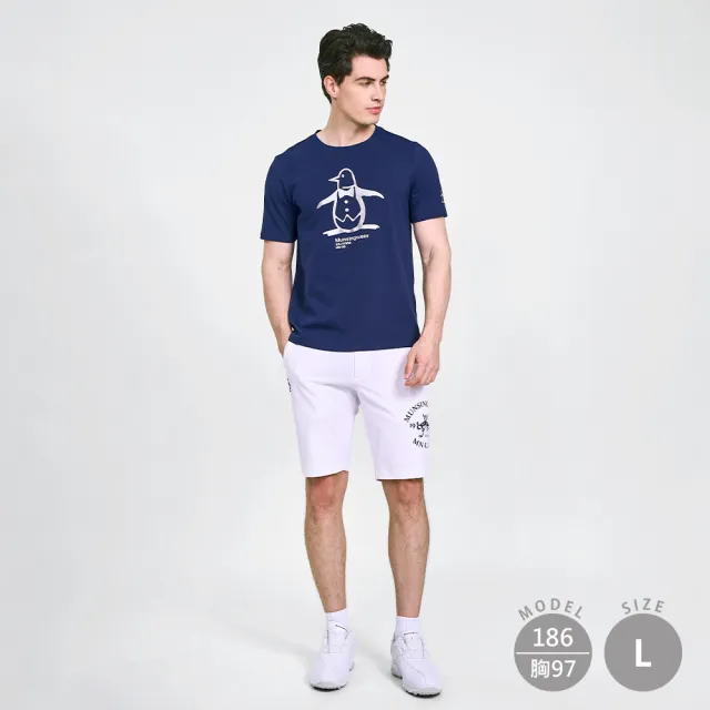 【Munsingwear】企鵝牌 男款藏青色企鵝印花棉彈性舒適百搭基本款短袖T SHIRT MGVL2504