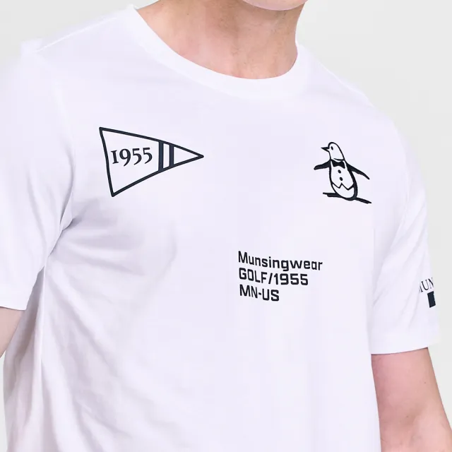 【Munsingwear】企鵝牌 男款白色企鵝高爾夫圖案復刻純棉舒適經典百搭短袖T SHIRT MGVL2507