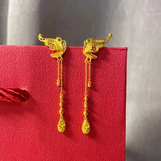 【Penny珮妮】越南沙金花絲鏤空蝴蝶耳釘(母親節 送女友 交換禮物 生日禮物 情人節 尾牙 新年 結婚)
