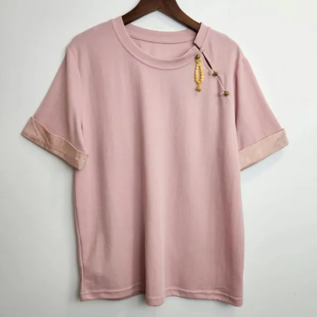 【SuperWands】珠綴飾斜襟絲棉上衣