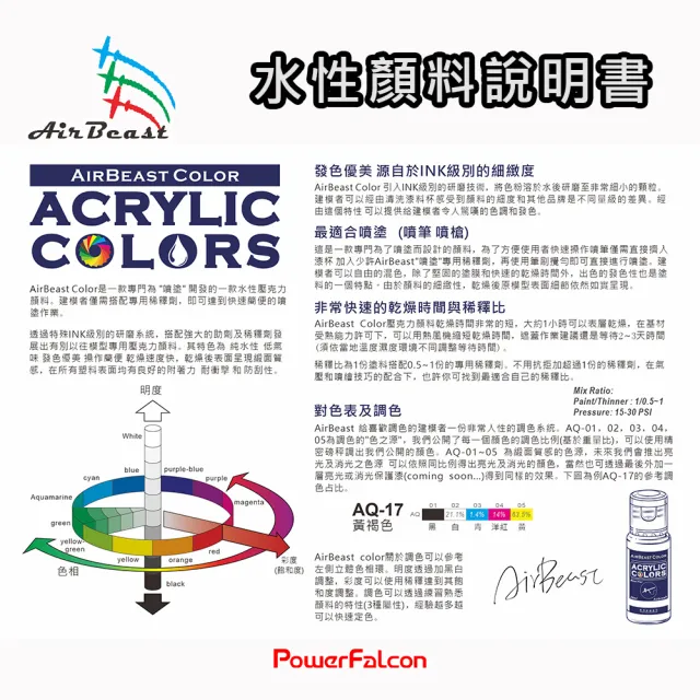 【PowerFalcon】AirBeast水漆基本色9色小套組(二代 水性壓克力系顏料 模型漆 鋼彈塗裝)