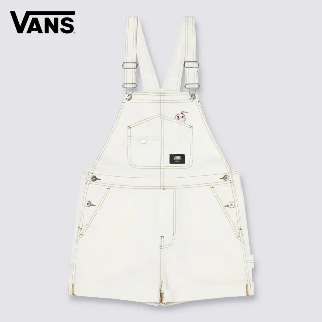 【VANS】官方旗艦 Contrast Stitch 女款米白色吊帶短褲