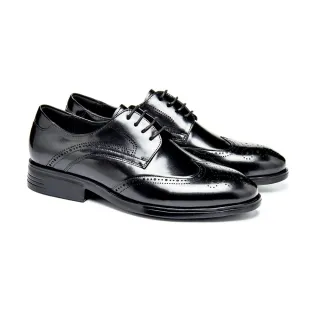 【AMADEUS 阿瑪迪斯】超輕量3E寬楦休閒男皮鞋25205-5 黑色(男皮鞋/雕花皮鞋)