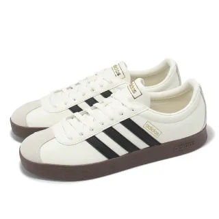 【adidas 愛迪達】休閒鞋 VL Court Classic 男鞋 女鞋 米白 黑 復古 焦糖底 愛迪達(JQ1501)